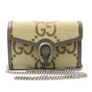Gucci Jumbo GG Dionysus canvas Chain Wallet Bag Khaki Green